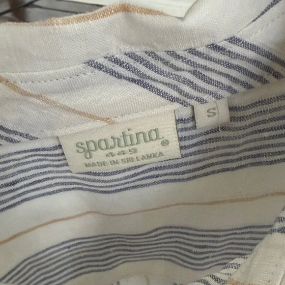 Spartina 449 Callie Linen Boardwalk Striped Long Sleeve Shirt - Picture 2 of 5